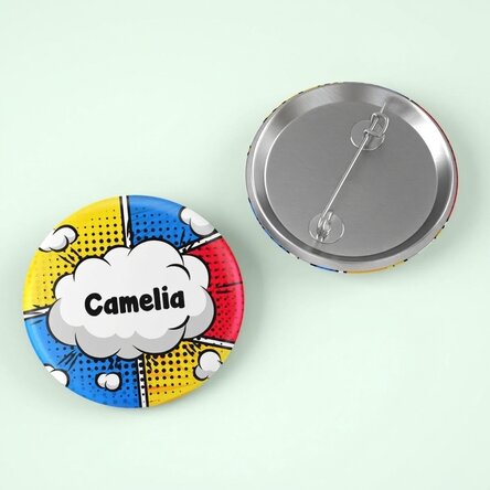 Gepersonaliseerde button met naam - Comics
