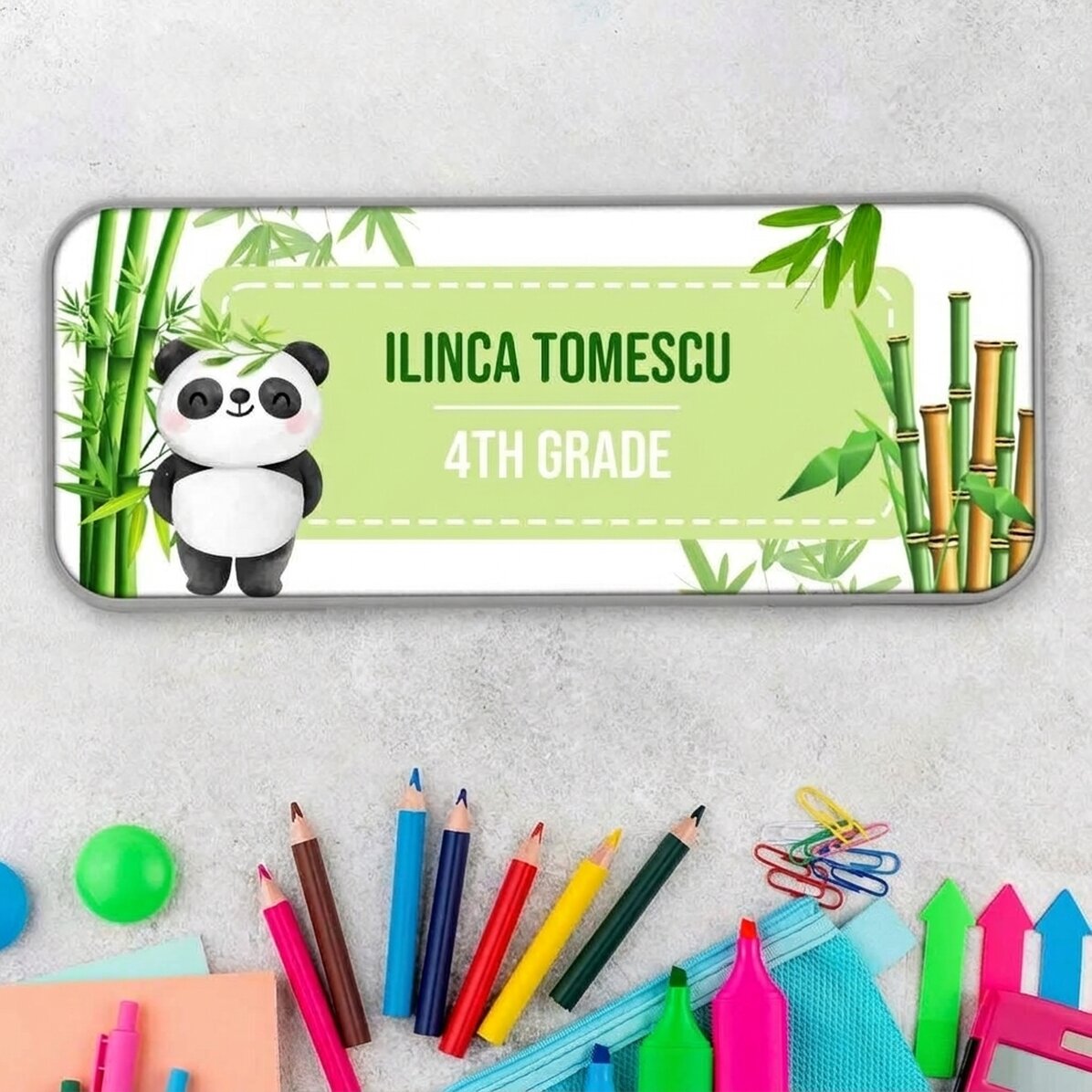 Gepersonaliseerd etui met tekst - Cute Panda