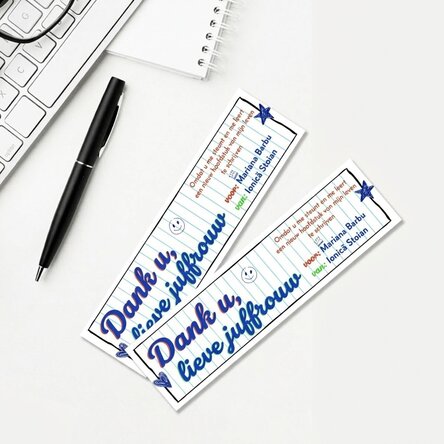 Gepersonaliseerde bladwijzer met tekst voor leraren - Notitieboekje papier