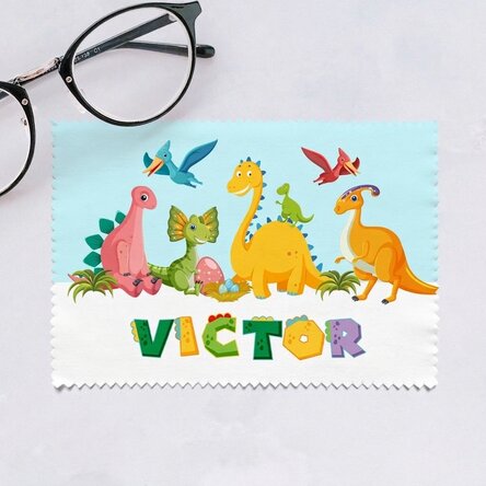 Gepersonaliseerd poetsdoekje voor het schoonmaken van schermen/brillen - Dino