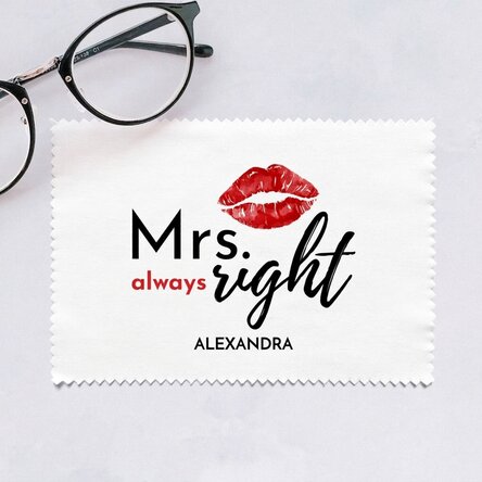 Gepersonaliseerd doekje voor het schoonmaken van schermen/brillen - Mrs. Always right