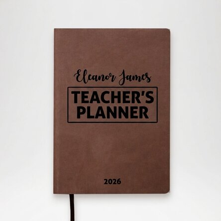 Personalised leather diary with text for teachers - Teaching Mode