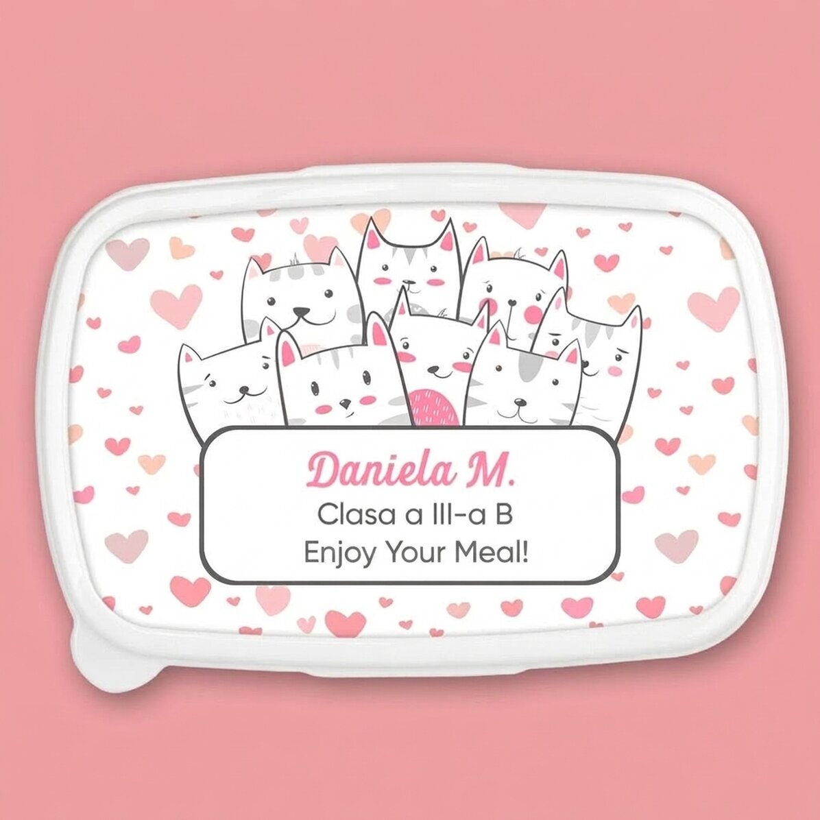 Lunchbox, gepersonaliseerde opbergdoos met tekst - Kitty