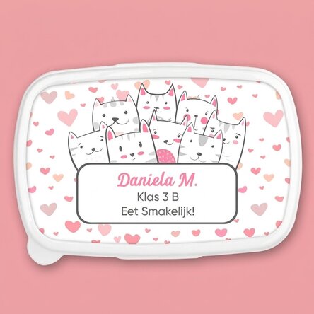 Lunchbox, gepersonaliseerde opbergdoos met tekst - Kitty