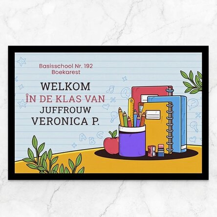 Gepersonaliseerde deurmat met tekst - School
