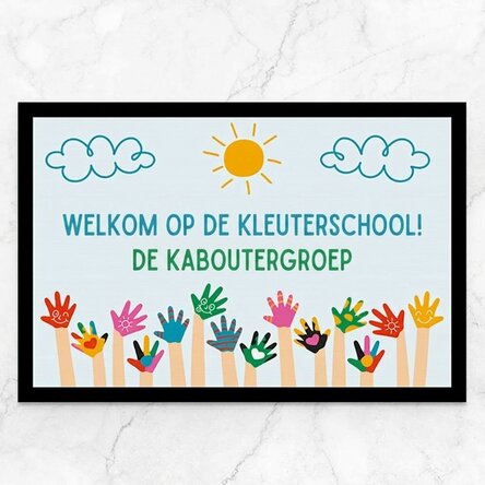Op maat gemaakte deurmat met tekst - Kleuterschool