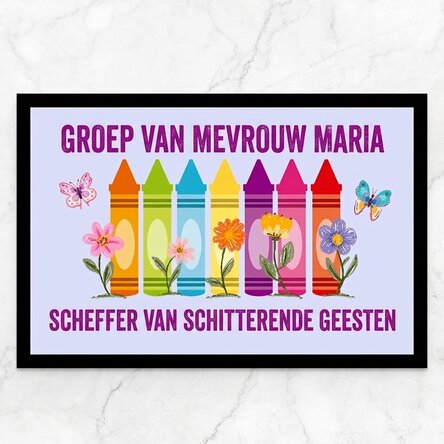 Op maat gemaakte deurmat met tekst - Juf