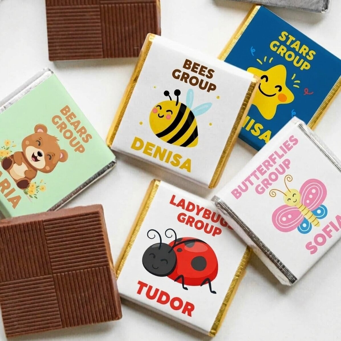 Gepersonaliseerde mini-chocolade met tekst - Kleuterschool