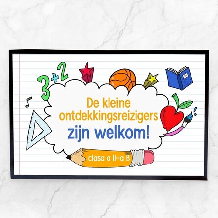 Gepersonaliseerd deurmatje met tekst - De kleine ontdekkingsreizigers