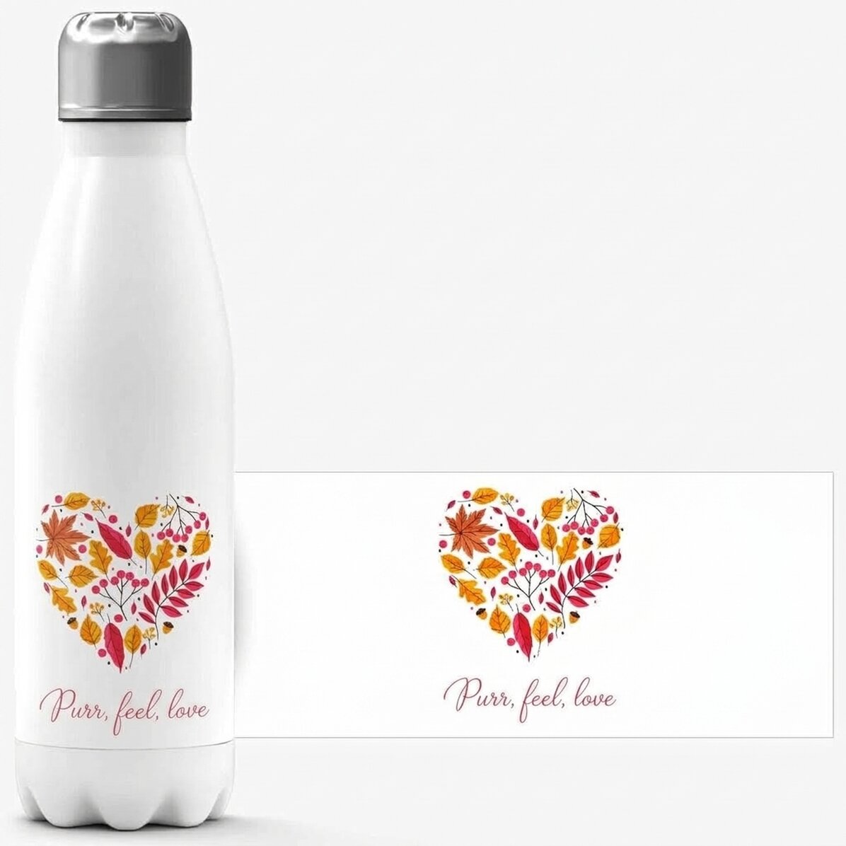 Gepersonaliseerde thermosfles met witte bodem en tekst - Herfst
