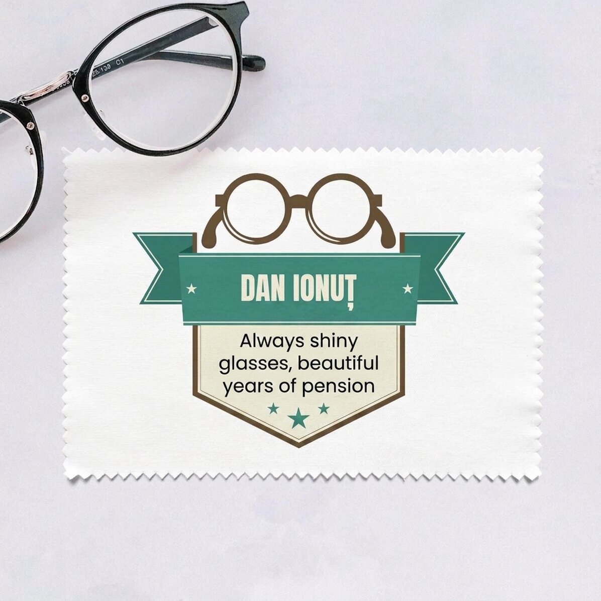 Gepersonaliseerd poetsdoekje voor het schoonmaken van schermen/brillen - Pensioen