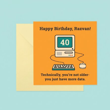 Gepersonaliseerde vierkante kaart met tekst - Happy Birthday!
