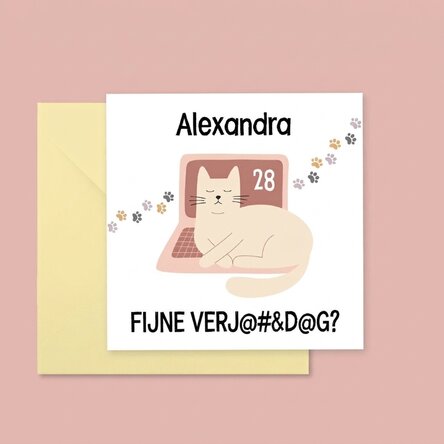 Gepersonaliseerde vierkante kaart met tekst - Cat