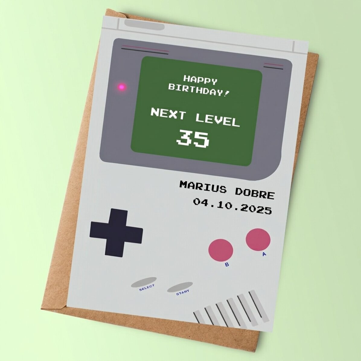 Gepersonaliseerde kaart met boodschap - Gameboy