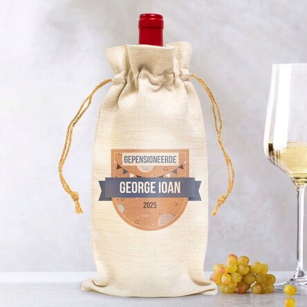 Gepersonaliseerd zakje voor een fles wijn met een boodschap - Gepensioneerd