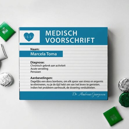 Gepersonaliseerd bonbonnière met boodschap - Medisch voorschrift