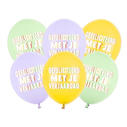 Set van 6 ballonnen - Happy birthday!