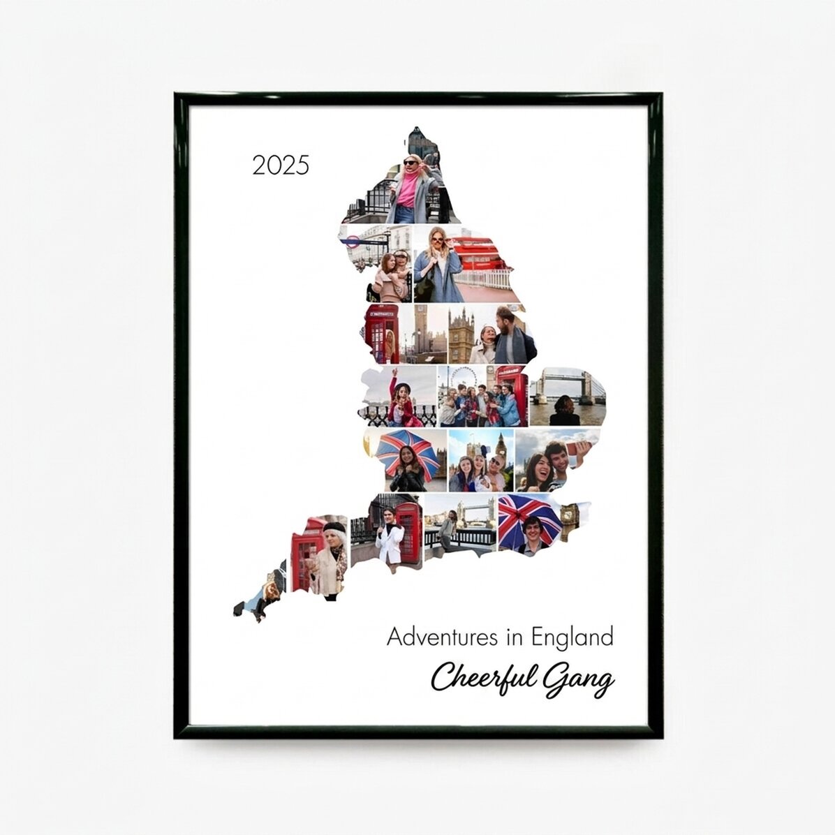 Gepersonaliseerd schilderij met 16 foto’s en tekst - Engeland