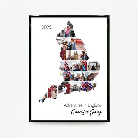 Personalised canvas with 16 photos and text - England