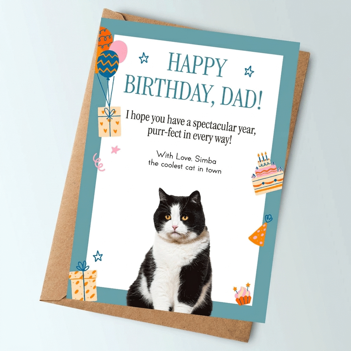 Gepersonaliseerde kaart met tekst en een foto van je huisdier – Gelukkige verjaardag!
