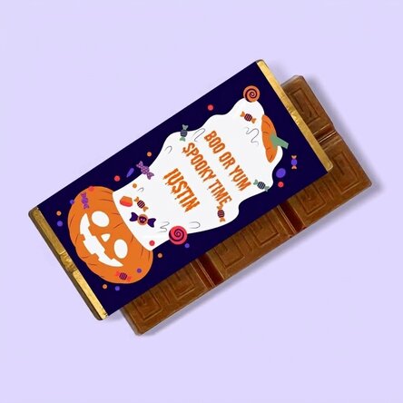 Gepersonaliseerde mini-chocoladereep met tekst - Trick or treat