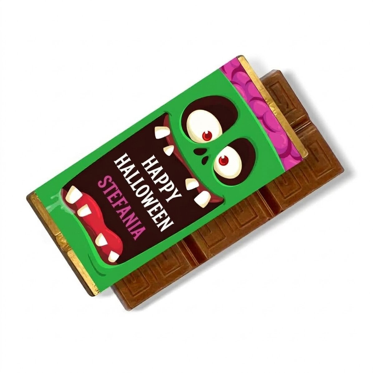 Gepersonaliseerde mini-chocoladereep met tekst - Happy Halloween
