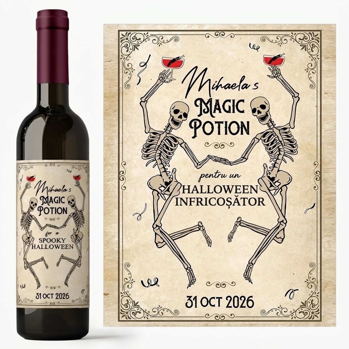 Wijn met gepersonaliseerde boodschap - Halloween