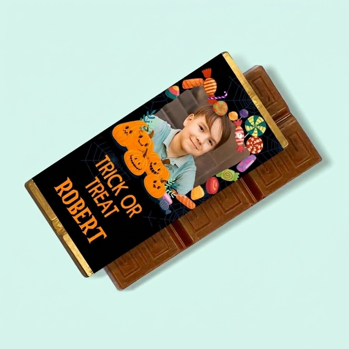 Mini-chocoladetabletje, gepersonaliseerd met tekst en foto - Halloween