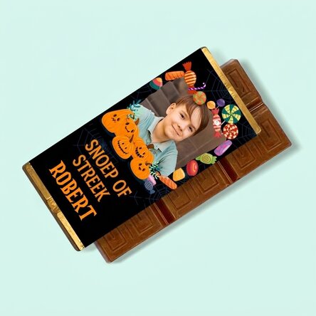 Mini-chocoladetabletje, gepersonaliseerd met tekst en foto - Halloween