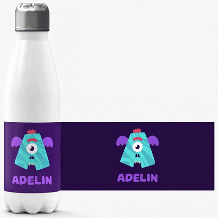 Gepersonaliseerde thermosfles met witte bodem en tekst - Monstrulet