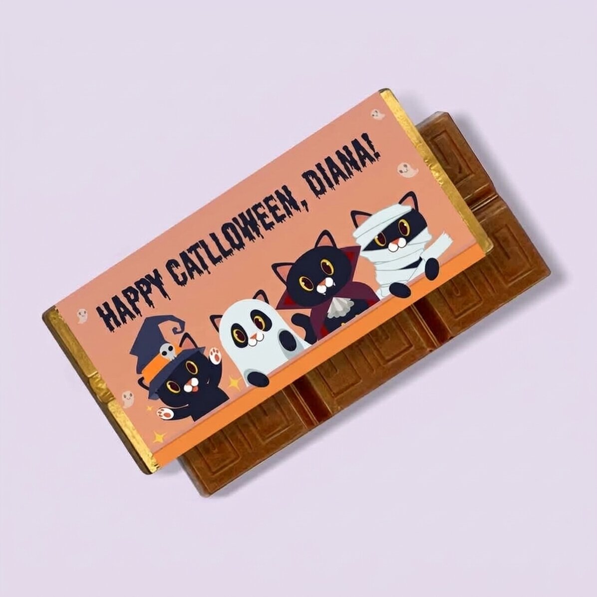 Gepersonaliseerde mini-chocoladereep met tekst - Catlloween