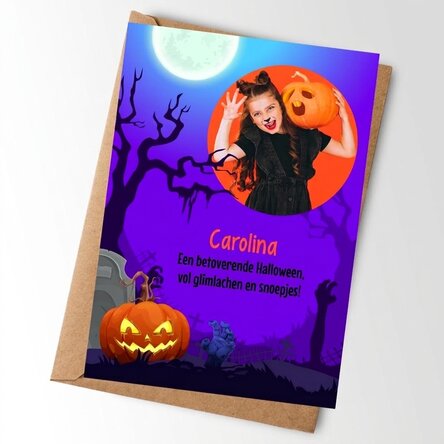 Gepersonaliseerde kaart met tekst en foto - Halloween
