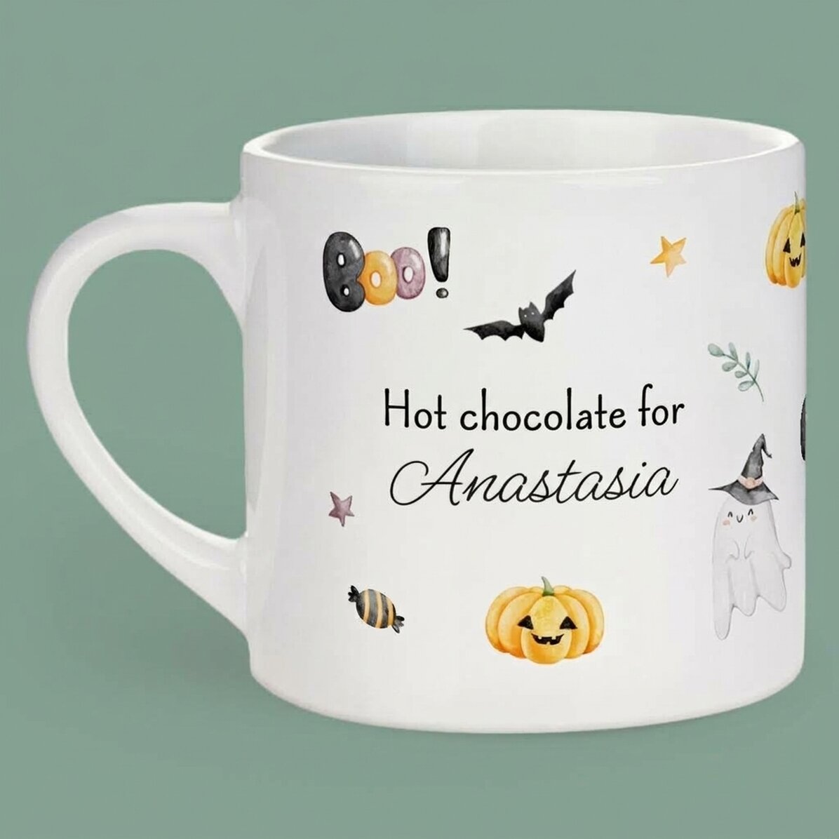 Gepersonaliseerde kinderbeker met tekst - Halloween