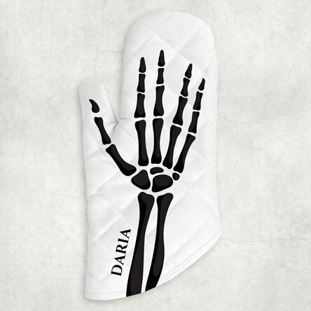 Personalised oven glove with text - Skeleton