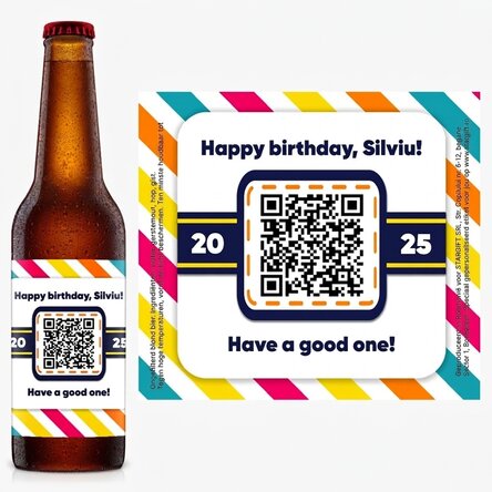 Bier met persoonlijke tekst en QR-code - Happy birthday