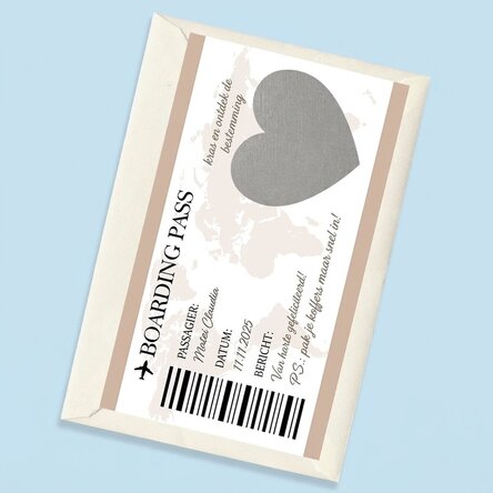 Gepersonaliseerde kraskaart met tekst - Boardingpass