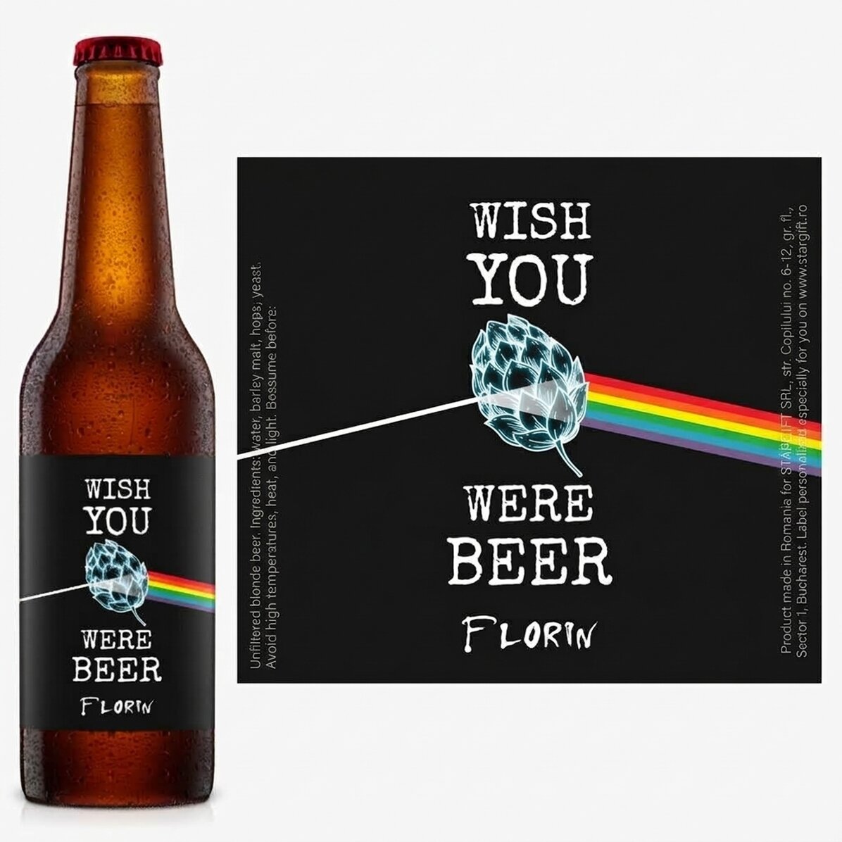 Bier met gepersonaliseerde tekst - Wish you were beer