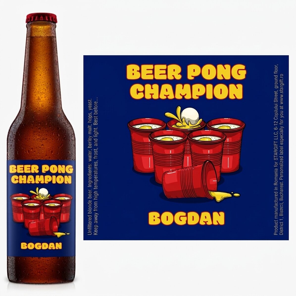 Bier met gepersonaliseerde tekst - Beer pong