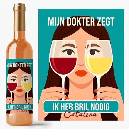 Wijn met gepersonaliseerde tekst - Glazen