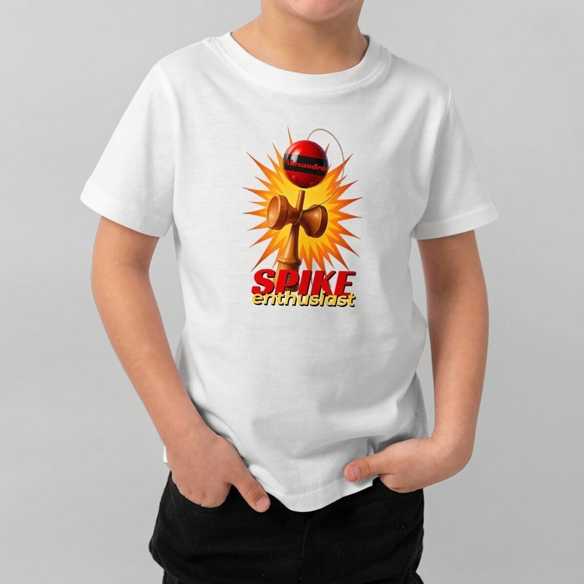 Katoenen T-shirt voor kinderen, gepersonaliseerd met tekst - Spike Enthusiast
