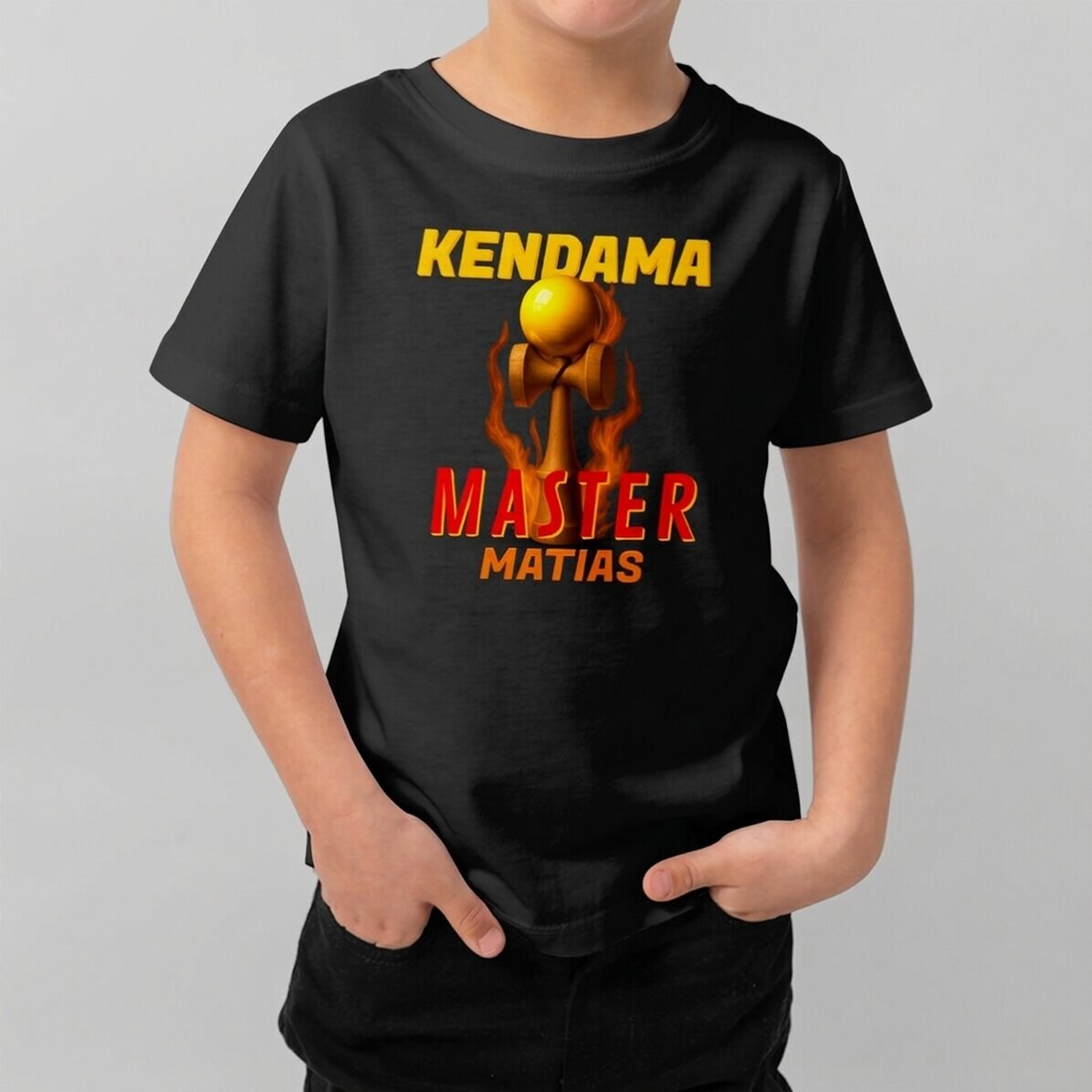 Katoenen T-shirt voor kinderen, gepersonaliseerd met tekst - Kendama Master