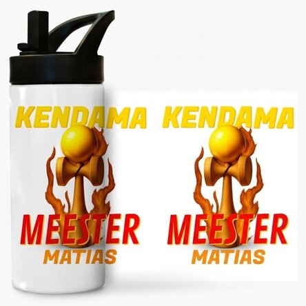 Thermosfles met handvat en rietje, gepersonaliseerd met naam voor kinderen - Kendama Master