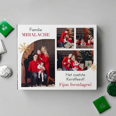 Gepersonaliseerde bonbondoos met 4 foto's en tekst - Kerstmis