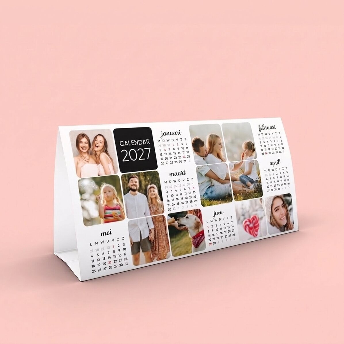 Gepersonaliseerde bureaukalender met foto