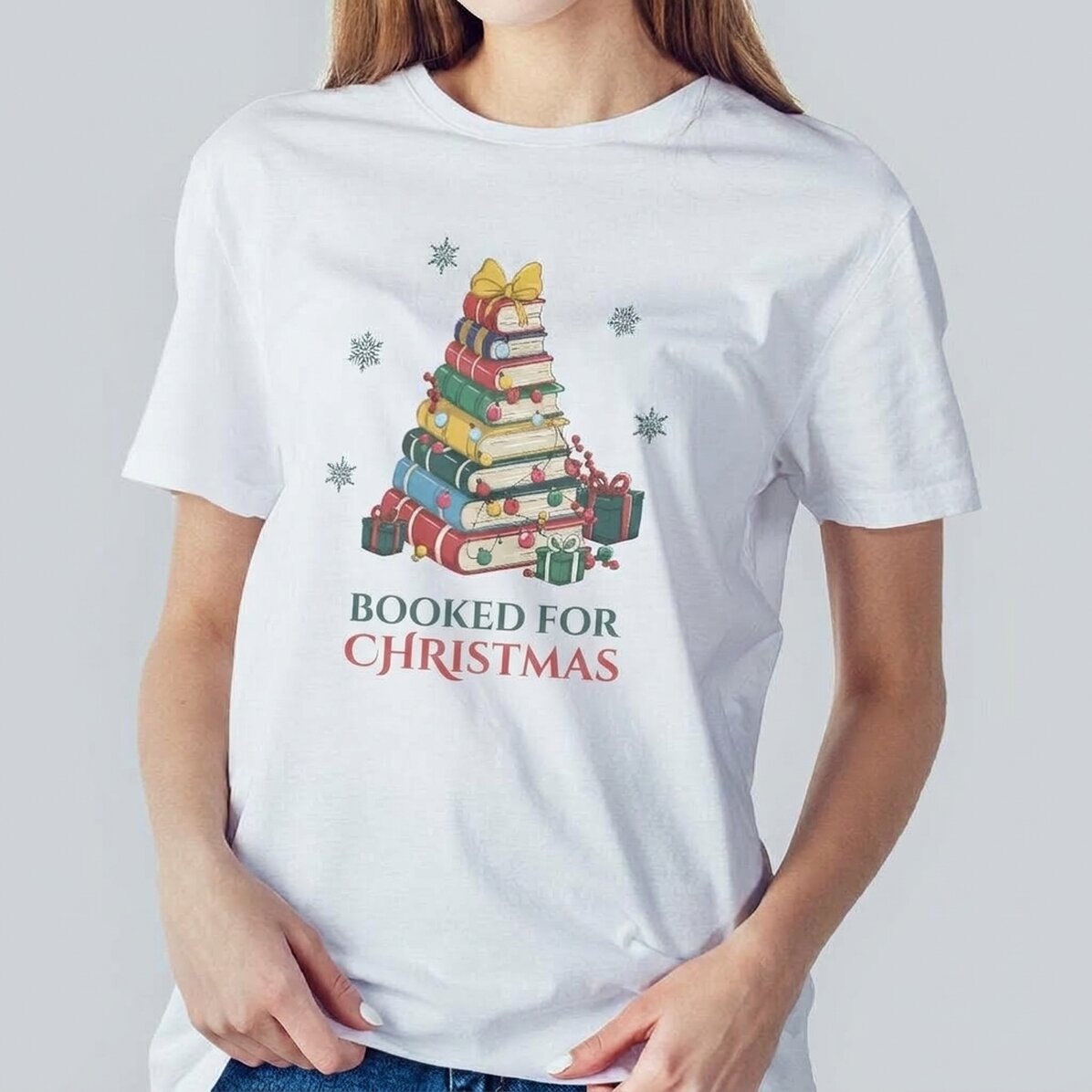 Katoenen T-shirt met gepersonaliseerde kerstslogan - Books