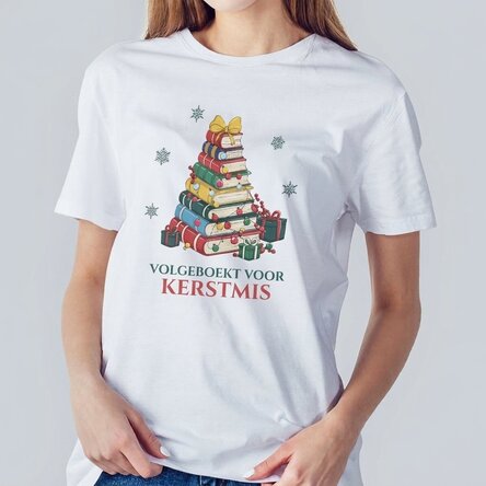 Katoenen T-shirt met gepersonaliseerde kerstslogan - Books