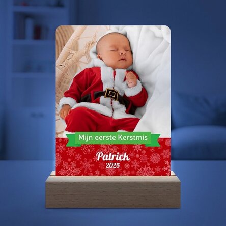 Gepersonaliseerde LED-nachtlamp met een foto en tekst - Mijn eerste Kerstmis