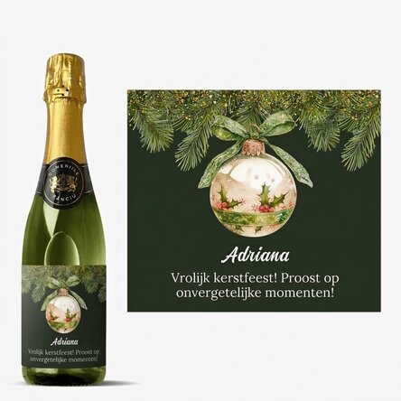 Middelgroot glas mousserende wijn, gepersonaliseerd met tekst - Kerstbal