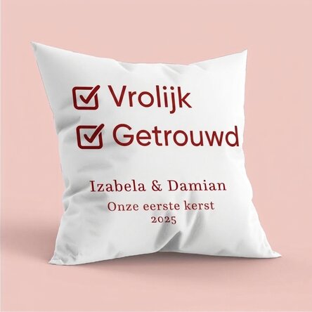 Gepersonaliseerd kussen met tekst - Our First Christmas