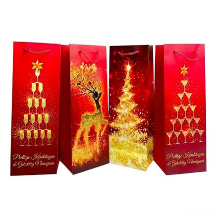 Cadeauzakje voor een fles - Kerstmis